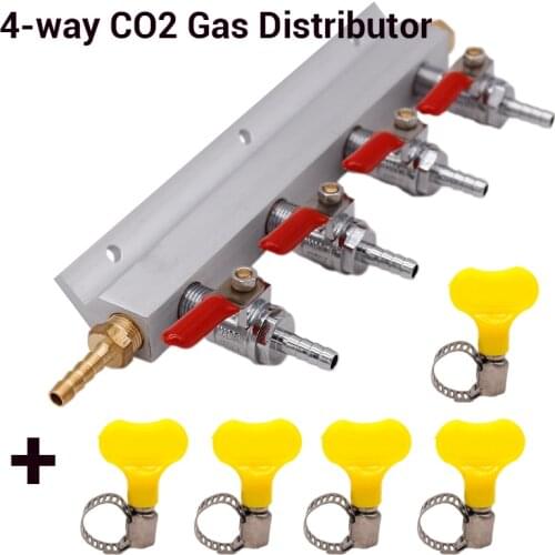 4 Way Beer Brewing Gas Manifold CO2 Distributor Manifold Splitter Beer Integrated Check Valves Homebrew Beer Making Brewing Tool