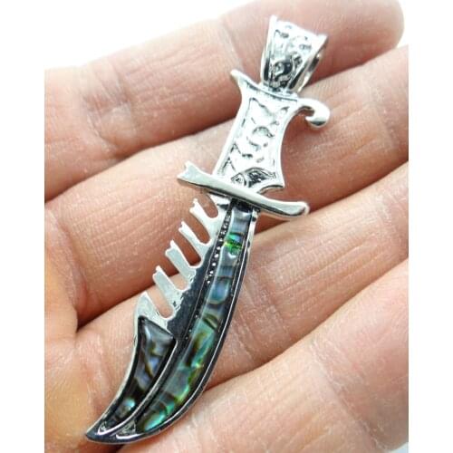 60*15MM Beautiful Abalone Shell carved the of Knife PENDANT necklace D21