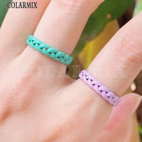 8 Piece Summer Color Rings Enamel rings Twist Braid Style rings accessories jewelys jewelry party ring Enamel rings 51750