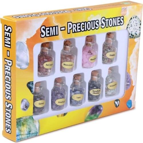 9 Bottles Mini Gemstone Bottles Chip Crystal Healing Tumbled Gem Reiki Wicca Stones Set Semiprecious Gem Stones Decoration