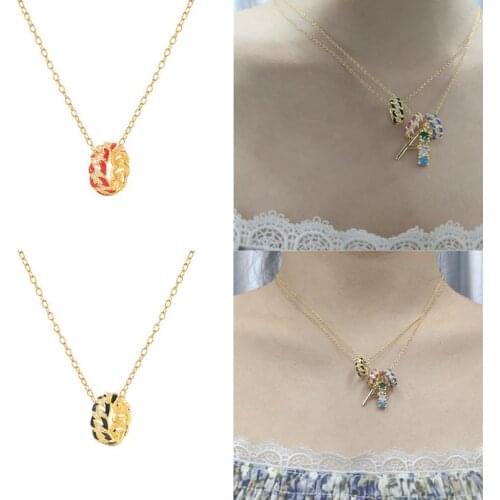 AIDE 2021 Trend 925 Sterling Silver Necklace For Women Enamel Colorful Necklace Charms Chains Choker Femme Jewelry Gifts CZ