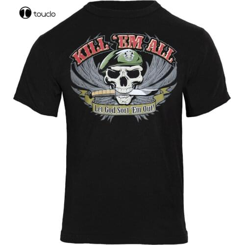 Black Military T-Shirt Kill Em All Let God Sort Em Out Mens Tee Rothco 66160
