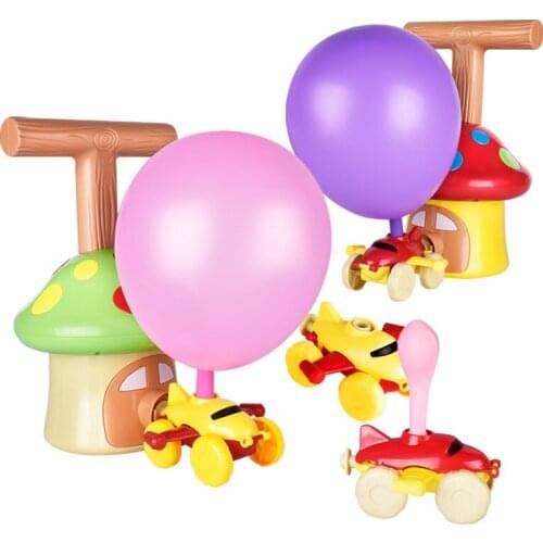 Children Puzzle Fun Mushroom Inertial Power Balloon Car Toys Education Science Experiment For Kids Car Toys Christmas Gifts Baby