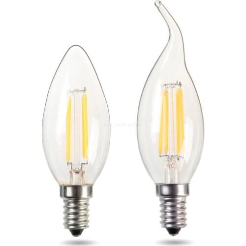 E14 LED Filament C35 Lamp E27 C35L Dimmable Glass Candle Bulb 220V 2W 4W 6W Replace 20W 40W 60W Halogen Light Chandeliers
