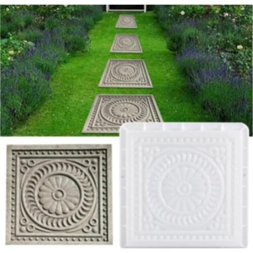 E8BD Vintage Floral Square DIY Paving Mold Garden Concrete Mould Stepping Pedal Stone Paver Cement Brick Landscape Path Maker