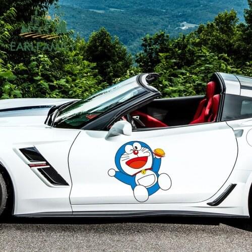 EARLFAMILY 43cm x 41.6cm For Doraemon Motorcycle Car Stickers Windshield Fine Decal Scratch-Proof Windows For JDM SUV RV