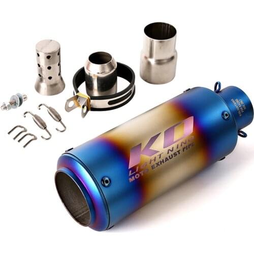 Blue 60.5 mm Muffler Motorcycle Exhaust Tail Pipe 245mm Stainless Steel Escape No DB Killer Universal for Dirt Bike ATV Exhaust