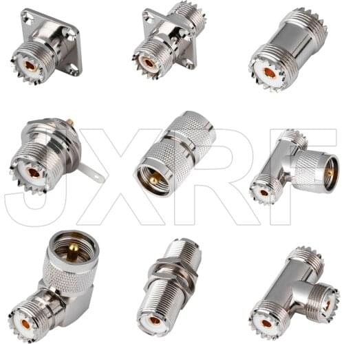 JX Store 2pcs RF coaxial coax adapter UHF PL259 SO239 to UHF PL259 SO239 type Connector