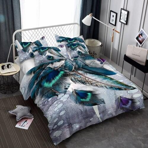 2/3 PCS Microfiber Duvet Cover Peacock Feather Painting Bedding Girl Bedroom Single Double Bed Cover Set Retro Colors Bedspread