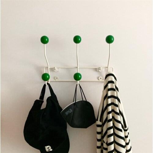 Korean Style Solid Wood Cream Color Wrought Iron Clothes Hat Holder Rack Hooks Crochet Organizer Kids Room Home Nursery Decor