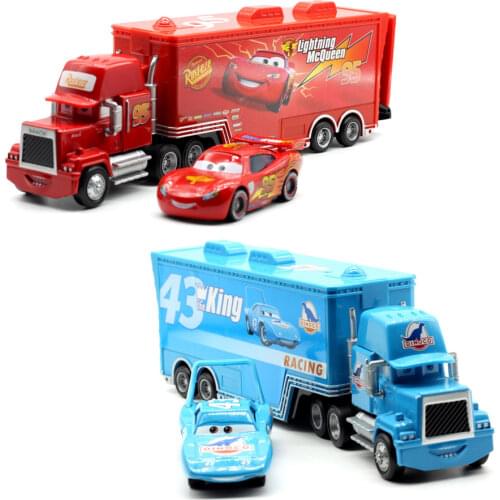 Disney Pixar Cars 2 Toys 2pcs Lightning McQueen Mack Truck The King 1:55 Diecast Metal Alloy Modle Figures Toys Gifts For Kids