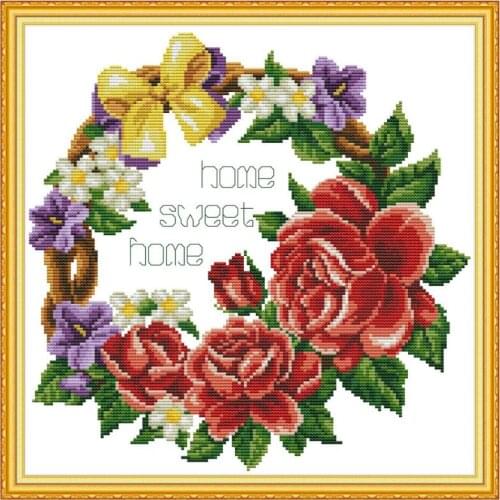 Home Sweet Home DIY Handmade Needlework Counted 14CT Printed Cross Stitch Embroidery Kit Set Home Decoration Craft