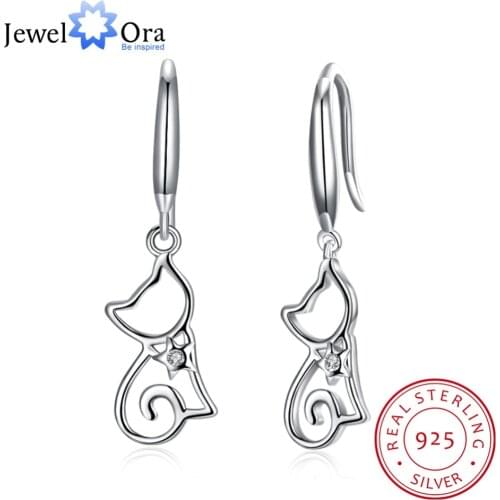 Fashion Jewelry 925 Silver Drop Earrings For Women 2018 Prevent Allergy Cute Cat Earrings Trendy Gift (Jewelora EA102958)