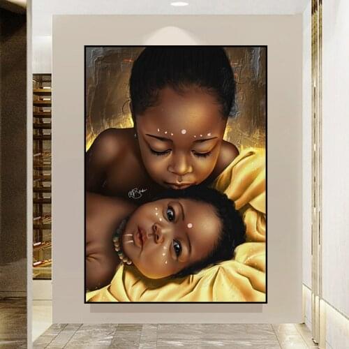 Wall Art Decor Picture Two African Children Canvas Painting Cuadros HD Modern Poster and Prints For Living Room Home Decoration