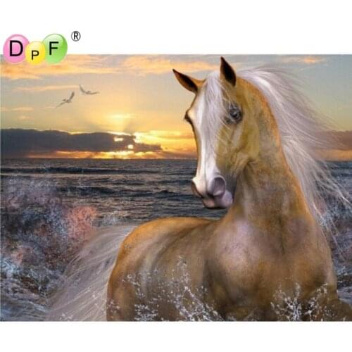 New 3D DIY Diamond Painting Cross Stitch Crystal kits seaside horse Diamond Embroidery Mosaic pattern Rhinestone Home Decor