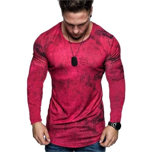 NEW Trendy Autumn Men T Shirt Casual Long Sleeve Slim Mens Basic Tops Tees Stretch T-shirt sleeve Superhero Tops
