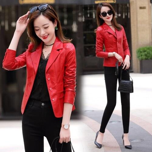 New Korean Womens slim PU leather coat Autumn women leather jacket faux leather jackets women leather jacket women short coat