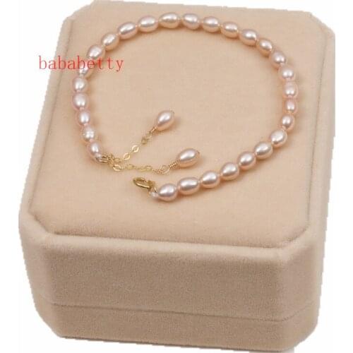 NEW AAA Purple Pink 5-6MM Pearl Natural Freshwater Pearl Wild Fashion Bracelet Tibetan silver clasp
