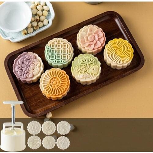 Cookie Cutter Moon Cake Mould with Stamps Mid Autumn Festival DIY Decoration Mid Autumn Festival Thickness Adjustable LX0D