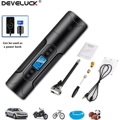 Develuck 3 in 1 Portable Wireless Mini Air Pump Compressor Inflatable pump Digital Display Inflator for Bicycle Swimming Ring