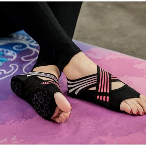 Professional Yoga Pilates Socks For Women Girl Anti-slip Fitness Dance Team Sport Yoga Shoes Five Toe Backless Ballet Sock