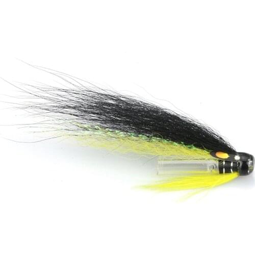 Riffle Hitch Black Yellow Tube Fly Salmon Sea Trout Flies Plastic Tubes (8-pack)