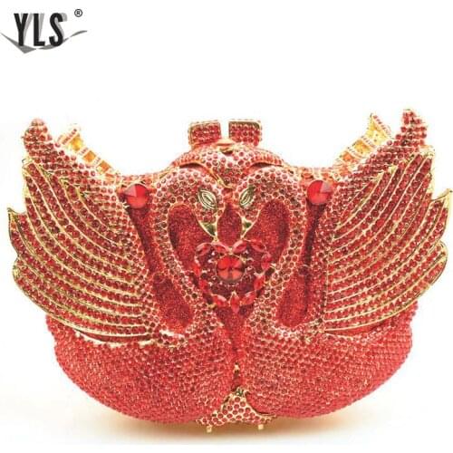 Luxury Gold Diamond Evening Swan Clutch Women Banquet Dinner Party Purses Fashion Handbag Bolso Mujer For Formal Occasions