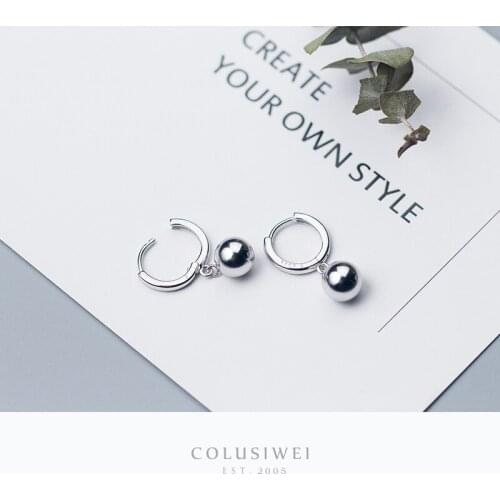 Colusiwei Classic Genuine 925 Sterling Silver Big Light Beads Hoop Earring for Women Minimalism Earring Fine Jewelry 2020 New