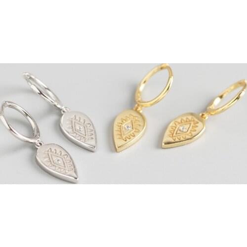 WTLTC Authentic 925 Sterling Sliver Drop Eye Hoop Earrings Womens Small Hoops Earrings With Zirconia Minimal Charm Earrings