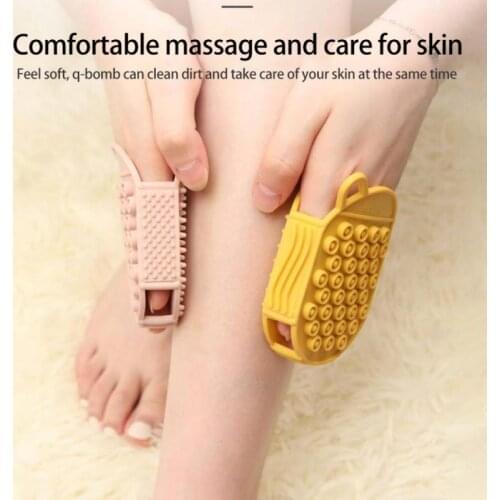 1pc Bath Brush With Hook Soft Silicone Showers Cleaning Mud Dirt Remover Massage Back Scrub Showers Bubble Non-toxic Brushes