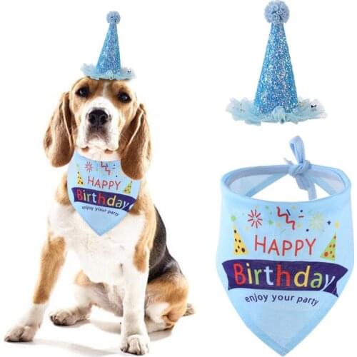 Dog birthday saliva towel bib pet birthday hat decoration dog party decoration