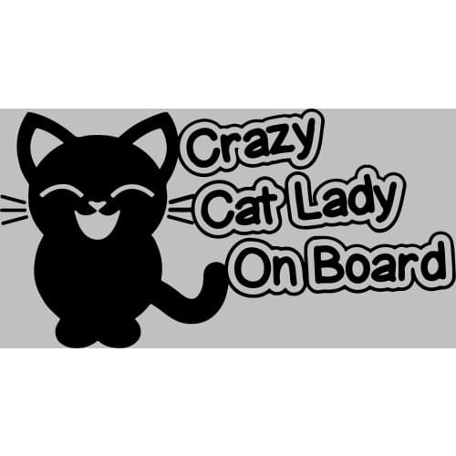 Funny Crazy Cat Lady On Board Car, Van, 4X4 Window/Bumper Vinyl Decal Sticker