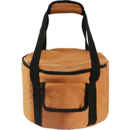 Outdoor Cookware Cutlery Storage Bag Large Round Storage Bag Self-Driving Camping Picnic Brown