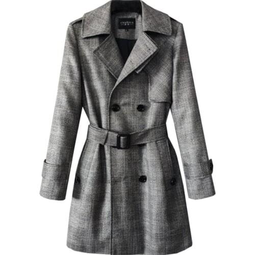 Checked mid-length trench coats mens куртка мужская весна windbreaker large size 2021 spring autumn grey british business casual