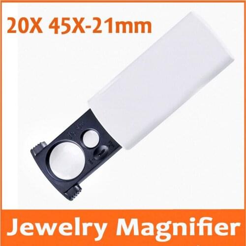 20X 45X LED Illuminated Pull-out Jewelry Gem Identifying Type UV Light Magnifier Educational Magnifying Glass Loupe with Lamps