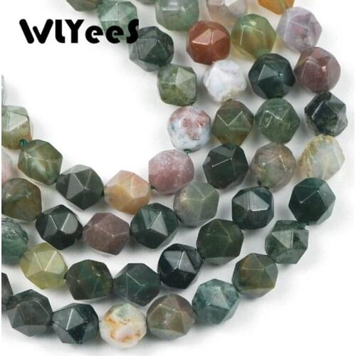 WLYeeS India Agates Faceted Loose Spacer Beads Natural Stone Beads For Jewelry Making DIY Bracelet Earrings Accessories 15'' 8MM