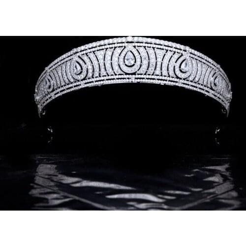 Funmode Baroque Rhinestones Crown Tiara For Women Queen Crown Crystal Hair Accessory Wedding Dress Jewelry Wholesale FC27