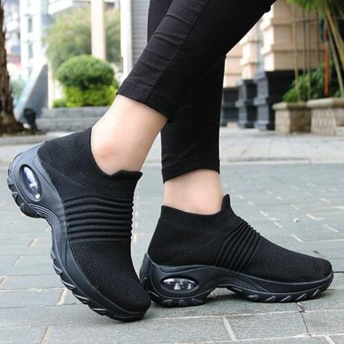 Ladies Breathable sneakers Running Summer Leisure Outdoor Fly Woven Mesh Comfortable Platform Light Elastic Vulcanized Shoes