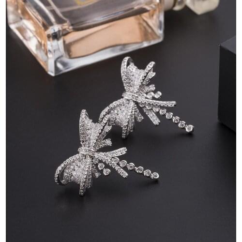 Plated temperament bow knot ear nail female jewelry Korean version fashion earring accessories