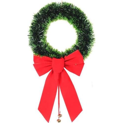 1pc Plastic Household Christmas Chair Flower Wreath Garland Bowknot Home Decor Xmas Green Wreath Decorative