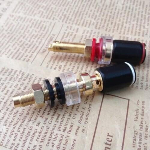 10Pcs Glod plated Brass Crystal Binding Post for Thread Audio Speaker Amplifier 4mm Banana Plug Terminals Connector Long Type
