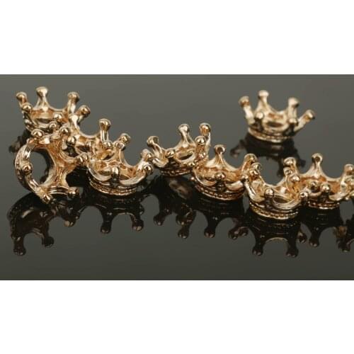 10x KC Gold Plated Crown Bead DIY Charm Spacer Beads Fit Bracelet DIY Making