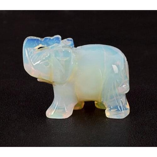 2 Inch hand craft stone Elephant Figurines Carved opalite Mini Animals Statue for Decor Chakra Healing crystal quartz feng shui