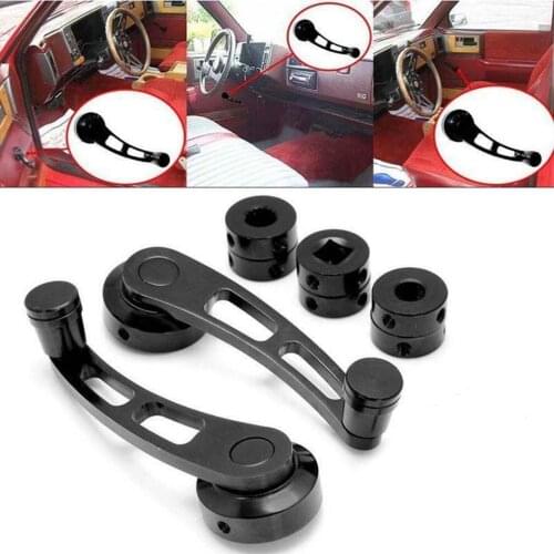 2pcs Universal Car Black Billet Aluminum Manual Door Window Winder Crank Handle Window Winder Crank Handle Knob