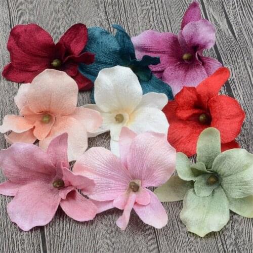 20pcs/lot 8cm Silk Artificial Orchid Flower Heads For Wedding Home Decoration Orchis Cymbidium High Quality Cheap Fake Flowers