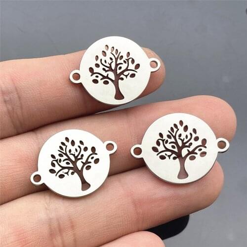 5pcs 23*18m Strong Tree Of Life Shape Charm Diy Connector Stainless Steel Never Fade Handmade Jewelry Diy Making