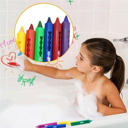 6pcs/set Childrens Washable Bathroom Crayons Easy To Wipe Painting Pens Graffiti Doodle Pens For Baby Kids Bathing Toys