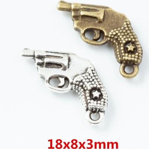 60 pieces of retro metal zinc alloy gun pendant for DIY handmade jewelry necklace making 6783