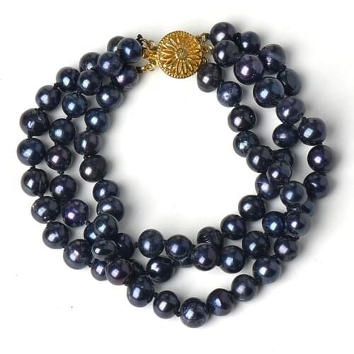 8-9 MM 3 rows Smooth and Meticulous Add Bright Black Honorable Black Pearl Bracelet.The Double Twelve gift