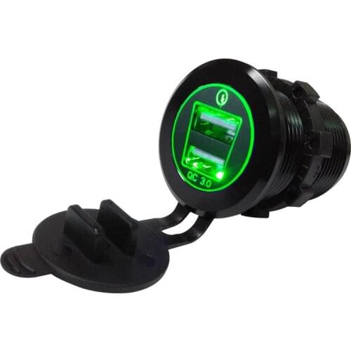 DIY QC 3.0 Replacement Car Charger Dual USB Port 35W for Mobile Device Aluminum Black Metal Shell for Car Marine Boat Rv Truck